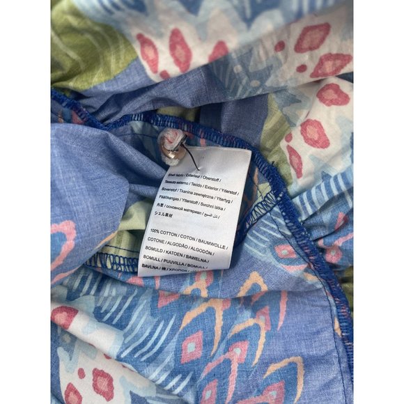 Farm Rio Women’s Tropical Dress Size L Blue Macaw long Sleeve MIDI Maxi - Picture 9 of 9